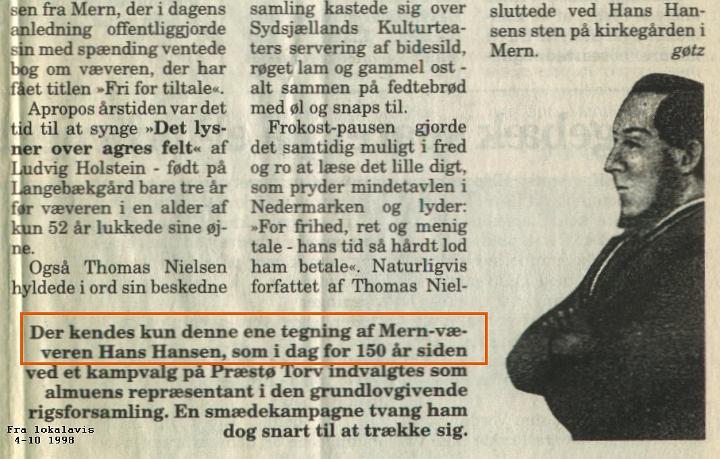 hansvaever1.jpg - Efter teksten her kendes der kun denne tegning af Hans væver fra Mern. Hvad med det andet billed ?