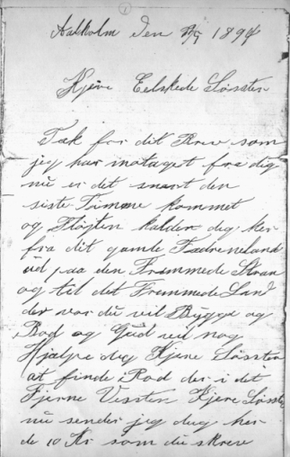 brev-1.jpg - Brev fra Hans Danielsen 22 Maj 1894 til hans søster Sofia Danielsen   side-1